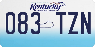 KY license plate 083TZN