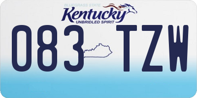 KY license plate 083TZW