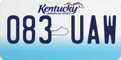 KY license plate 083UAW