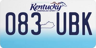 KY license plate 083UBK