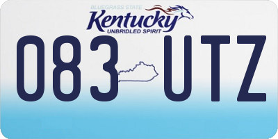 KY license plate 083UTZ