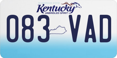 KY license plate 083VAD