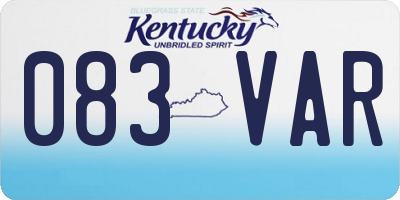 KY license plate 083VAR