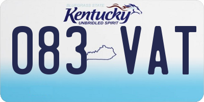 KY license plate 083VAT