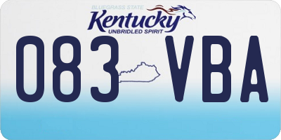 KY license plate 083VBA