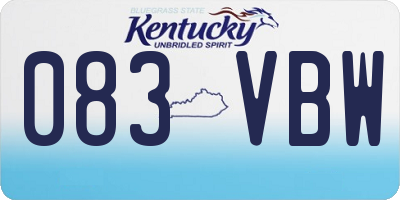 KY license plate 083VBW