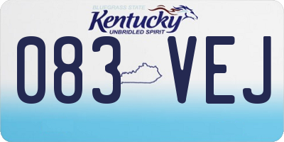 KY license plate 083VEJ