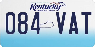 KY license plate 084VAT
