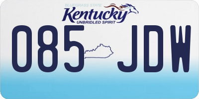 KY license plate 085JDW
