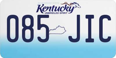 KY license plate 085JIC