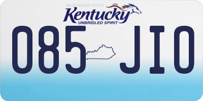 KY license plate 085JIO