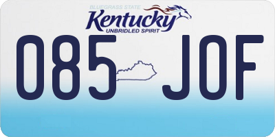KY license plate 085JOF