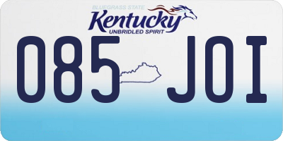 KY license plate 085JOI