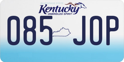 KY license plate 085JOP