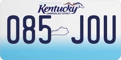 KY license plate 085JOU