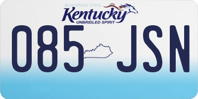 KY license plate 085JSN