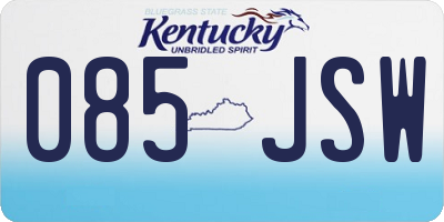 KY license plate 085JSW