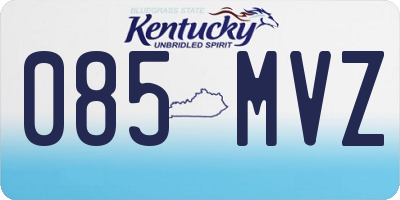 KY license plate 085MVZ