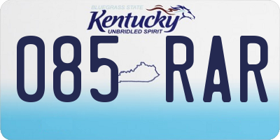 KY license plate 085RAR
