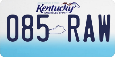 KY license plate 085RAW