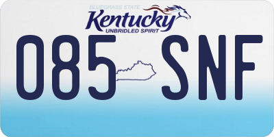 KY license plate 085SNF