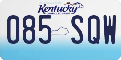 KY license plate 085SQW