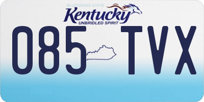 KY license plate 085TVX