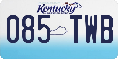 KY license plate 085TWB