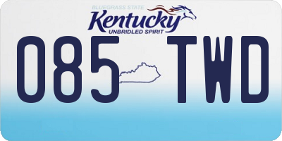 KY license plate 085TWD