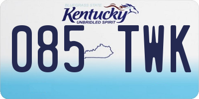 KY license plate 085TWK