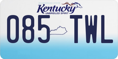 KY license plate 085TWL