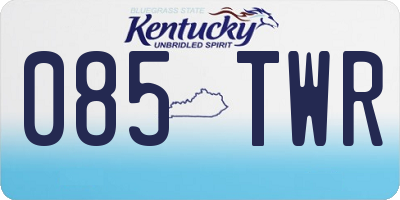 KY license plate 085TWR