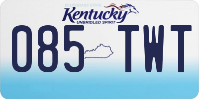 KY license plate 085TWT