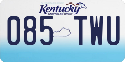 KY license plate 085TWU
