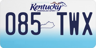 KY license plate 085TWX