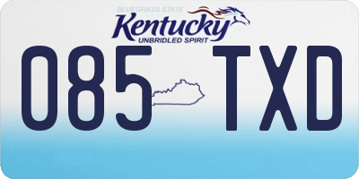 KY license plate 085TXD