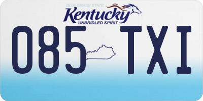 KY license plate 085TXI