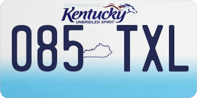 KY license plate 085TXL