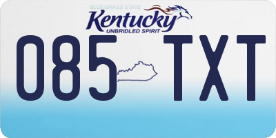 KY license plate 085TXT