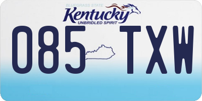 KY license plate 085TXW
