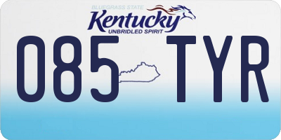 KY license plate 085TYR