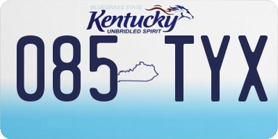 KY license plate 085TYX