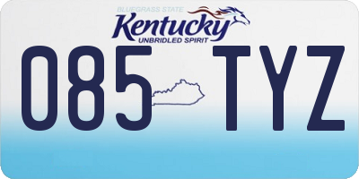 KY license plate 085TYZ
