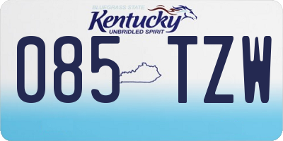 KY license plate 085TZW