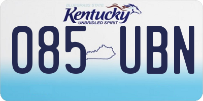 KY license plate 085UBN
