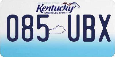 KY license plate 085UBX
