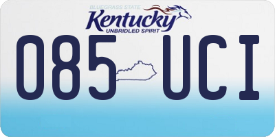 KY license plate 085UCI