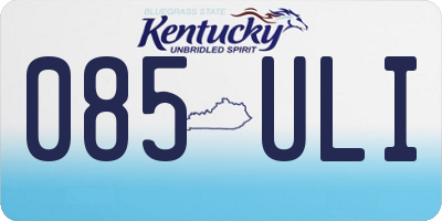 KY license plate 085ULI