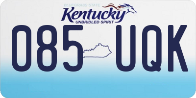 KY license plate 085UQK