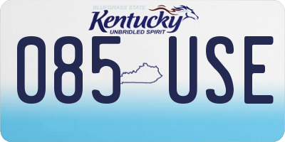 KY license plate 085USE